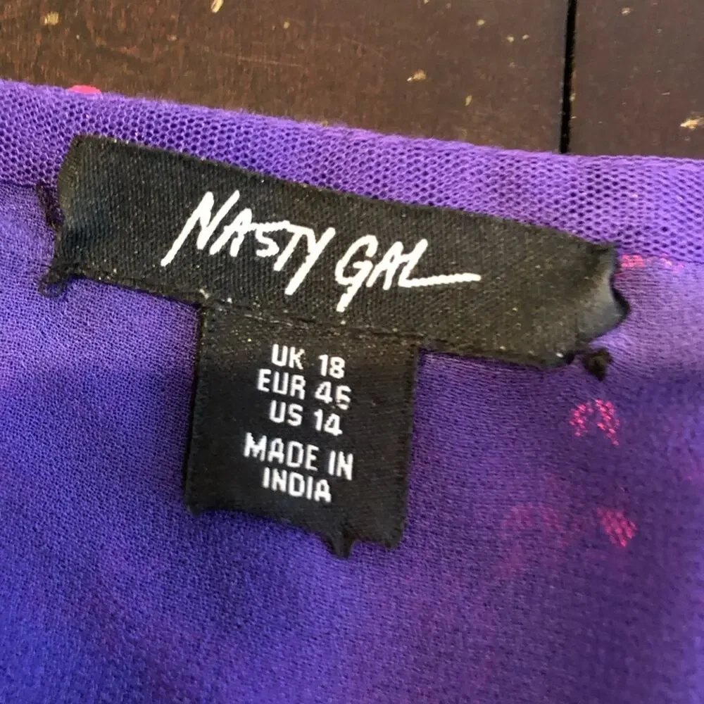 Nasty Gal sequin star heart mini blue pink sequin sleeveless dress size 14